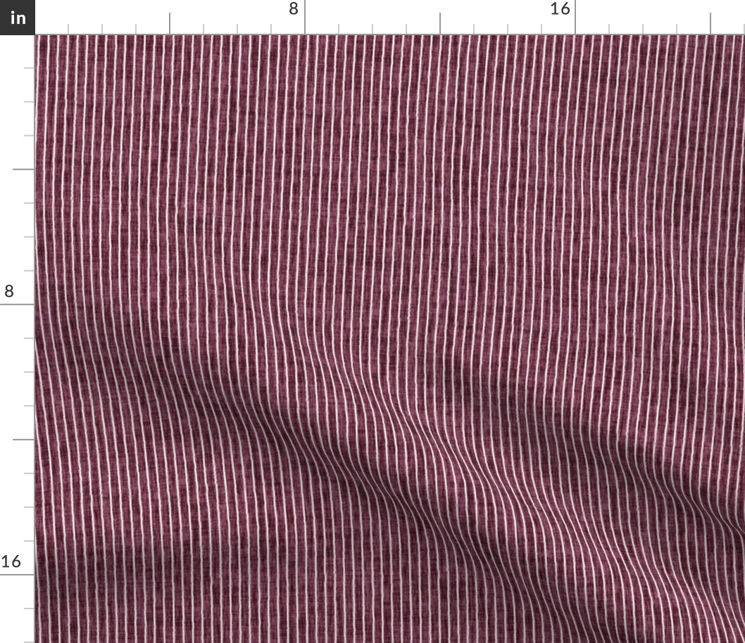 Sketchy White Narrow Stripes on Wine Woven Texture