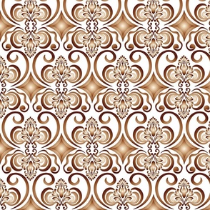 Luxury Damask style, hand drawn, brown swirl pattern.