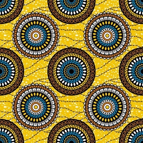 Ankara Print with Circles, Yellow