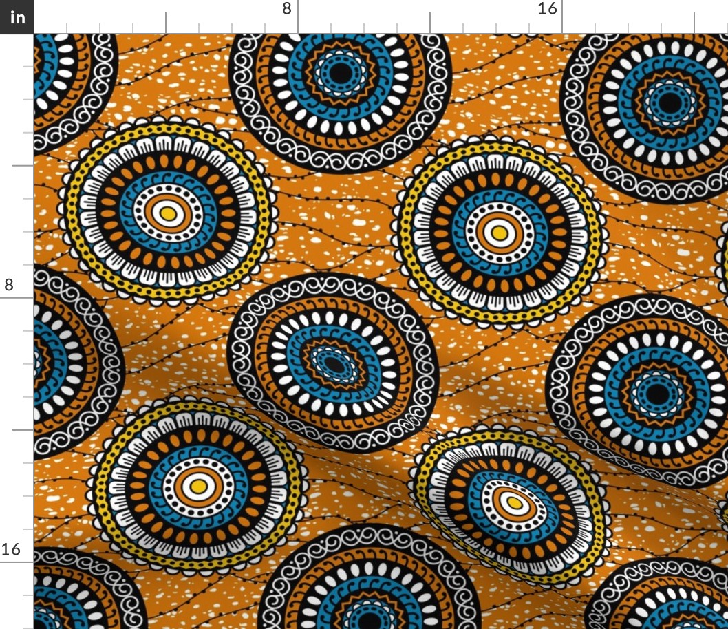 Ankara Print with Circles, Orange