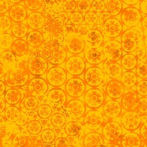 Yellow Orange Tie Dye Shibori Pattern Retro Hippie Style Smaller Scale
