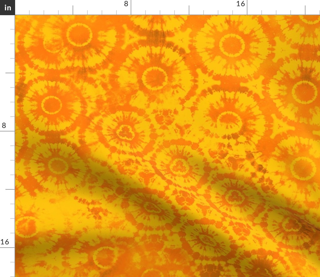 Yellow Orange Tie Dye Shibori Pattern Retro Hippie Style