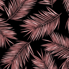 tropical coconut palm leaves, red