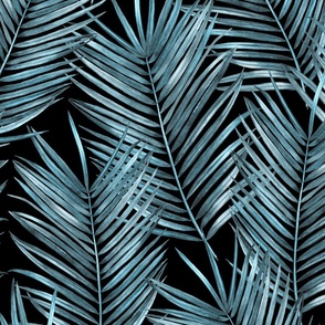 blue tropical coconut palm leaves