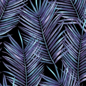 tropical coconut palm leaves, violet