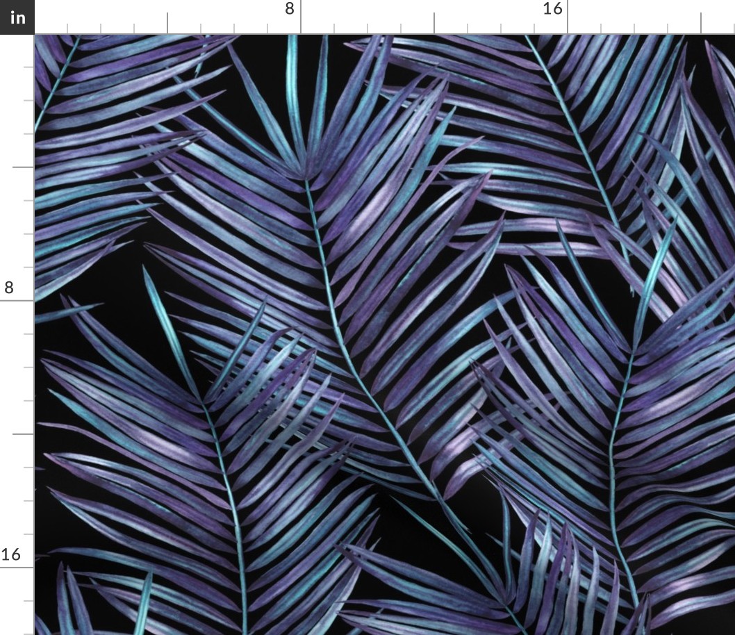 tropical coconut palm leaves, violet