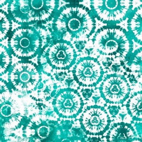 Turquoise White Tie Dye Shibori Pattern Retro Hippie Style