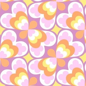 Pink Orange and Yellow Geometric Hearts Pattern