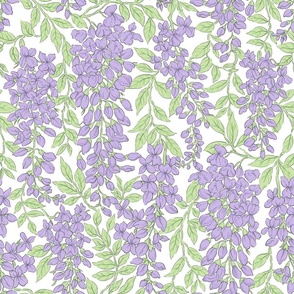 Wisteria Floral Purple Green White