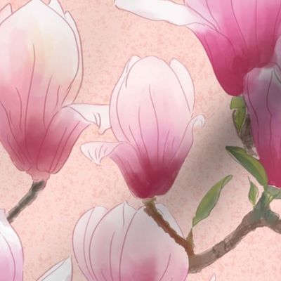 magnolia floral -peach - medium size