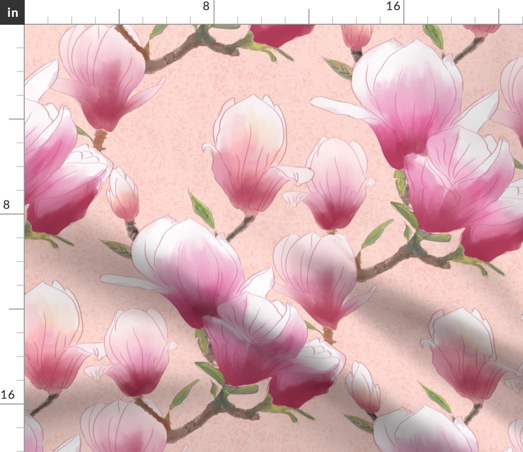magnolia floral -peach - medium size