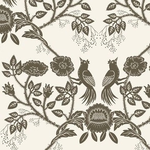 (L) Arts and Crafts - Bird in Rose Bush Damask 