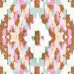 leila ikat meadow  pink mint rust LARGE