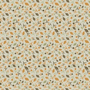 Tulips & Leaves | TL16 | Small Scale | Dusty Oatmeal, Pumpkin Orange, Brown, Minty Sage