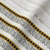 Speckled Stripes in Graphite and Mustard Gold on a Natural Ivory Background