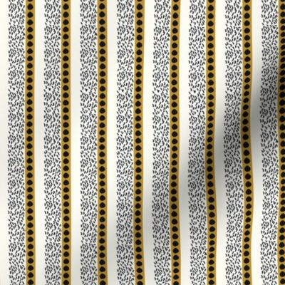 Speckled Stripes in Graphite and Mustard Gold on a Natural Ivory Background