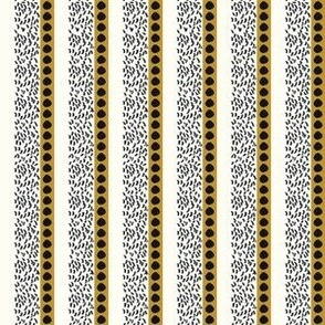 Speckled Stripes in Graphite and Mustard Gold on a Natural Ivory Background