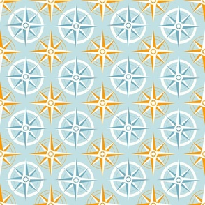 (M) Nautical compass geometric blue marigold 