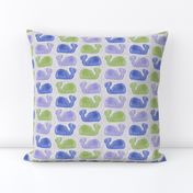 Nautical Whales on Light Canvas: Periwinkle, Lavender and Lime