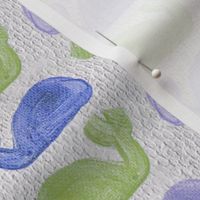 Nautical Whales on Light Canvas: Periwinkle, Lavender and Lime