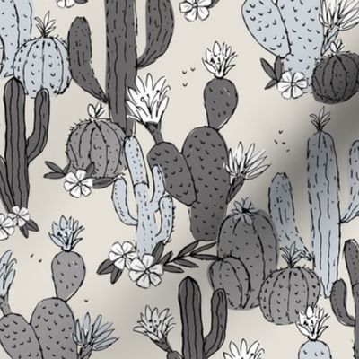 Messy cacti garden - desert flowers moroccan jardin de majorelle summer vibes boho design neutral nursery gray beige