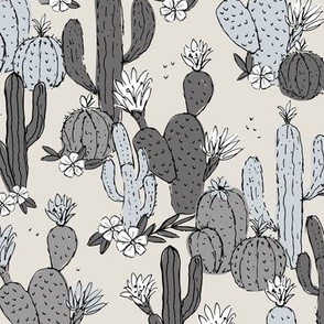 Messy cacti garden - desert flowers moroccan jardin de majorelle summer vibes boho design neutral nursery gray beige