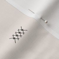 Abstract kelim symbols Arabic textile design ethnic plaid with stitched strokes stripes geometric arrows black on ivory sand