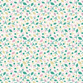 Tulips & Leaves | TL4 | Small Scale | Light Cream, Spring Green, Cotton Candy Pink, Pale Dusty Yellow