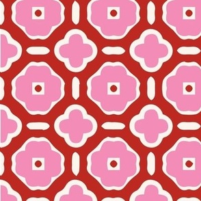 Opal modern floral, sf poppy red & bright pink, 3 inch