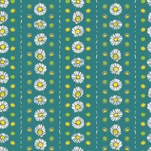 Stripes of daisies on teal
