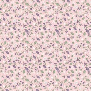 Tulips & Leaves | TL7 | Small Scale | Light Pink, Sage Green, Dusty Lavender, Light Cream