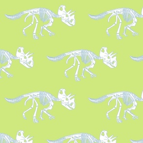 Triceratops Skeleton Pattern on Honeydew Green