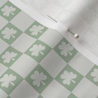 Groovy seventies check shamrock st patrick's day irish checker plaid design summer vintage green sage