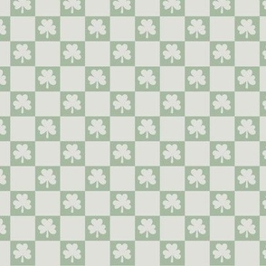 Groovy seventies check shamrock st patrick's day irish checker plaid design summer vintage green sage