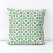 Groovy seventies check shamrock st patrick's day irish checker plaid design summer green on ivory