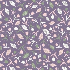 Tulips & Leaves | TL8 | Small Scale | Dusty Lavender, Sage Green, Light Pink, Light Cream