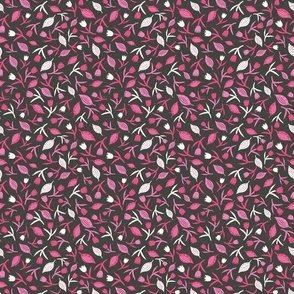 Tulips & Leaves | TL10 | Small Scale | Charcoal Black, Bubblegum Pink, Watermelon Pink, Light Cream