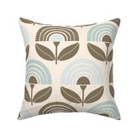 GEOMETRIC FLORAL ARCHES LARGE 6 INCH OFF WHITE BROWN AQUA BLUE