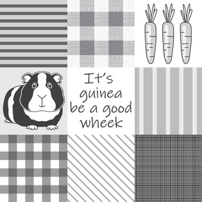 6" black and white guinea pig wholecloth