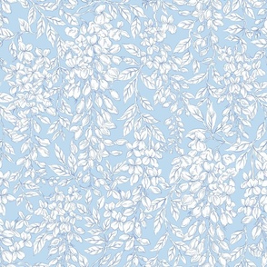 Wisteria Floral Pale Blue White 