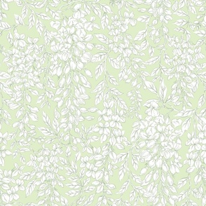 Wisteria Floral Chartreuse Green White