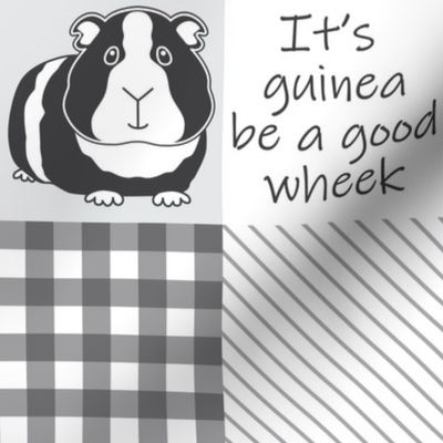 4" black and white guinea pig wholecloth