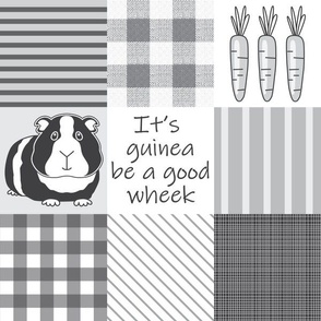 4" black and white guinea pig wholecloth