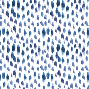 Watercolor blue raindrops on white background