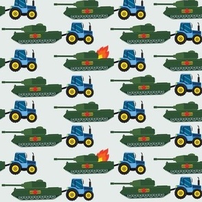 Tractors Fabric pattern 13mm off white