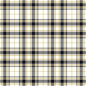 Tartan Plaid - Natural ivory with graphite (near black) and mustard gold