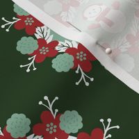 snowman floral - evergreen