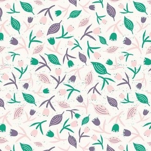 Tulips & Leaves | TL18 | Small Scale | Light Cream, Spring Green, Dusty Lavender, Light Pink