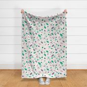 Tulips & Leaves | TL18 | Large Scale | Light Cream, Spring Green, Dusty Lavender, Light Pink