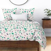 Tulips & Leaves | TL18 | Large Scale | Light Cream, Spring Green, Dusty Lavender, Light Pink